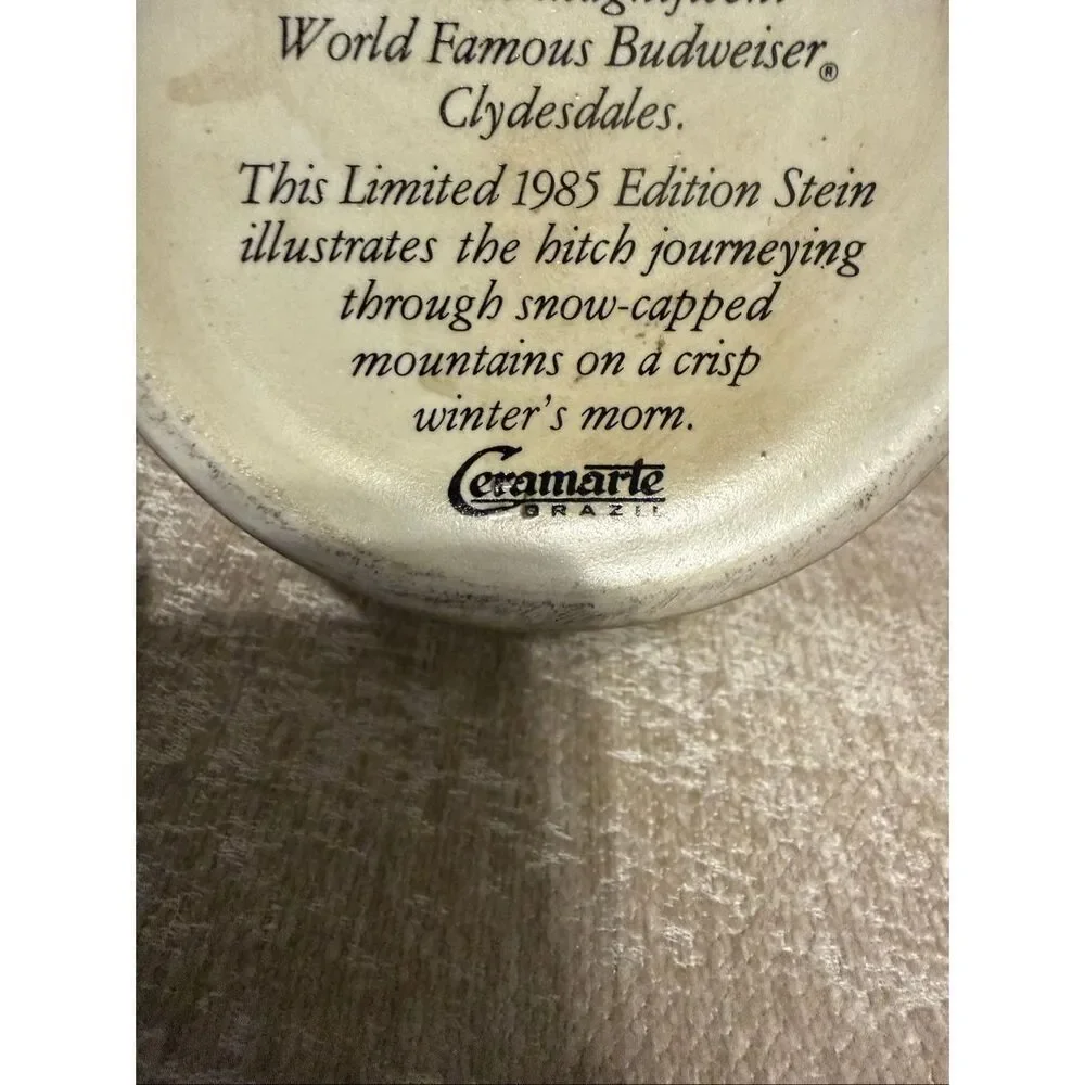 Vintage Budweiser 1985 A Series Beer Stein Collectible Mug